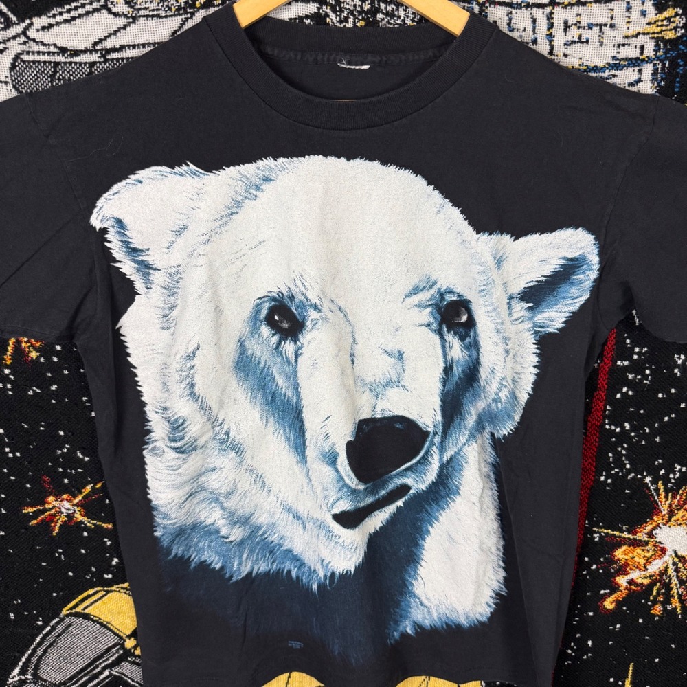 Vintage 1993 Trinity Products Alaska Polar Bear T-Shirt Single Stitch Black L